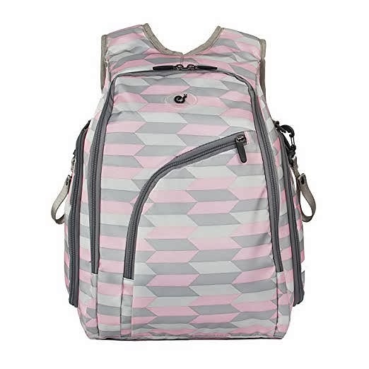 ECOSUSI Diaper Backpack Fully opened Baby Diaper Bag with Changing Pad Pink and Grey