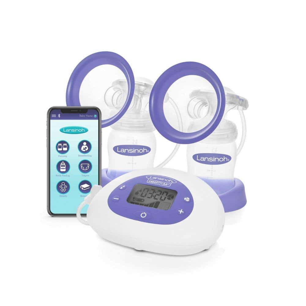 Lansinoh Smartpump Double Electric Breast Pump Connects to Lansinoh Baby App via Bluetooth Breast Pump Bra Compatible with Adjustable Suction Pumping Levels for Moms Comfort