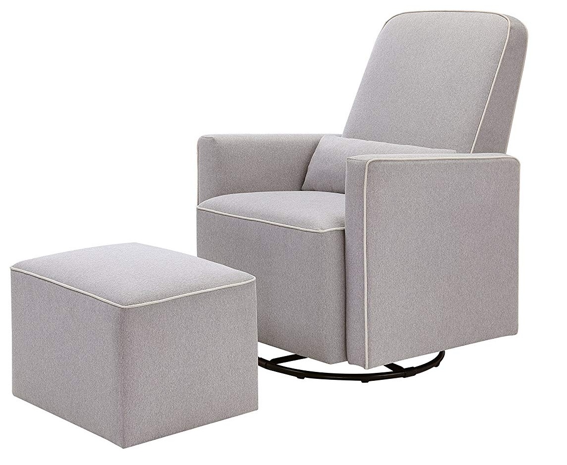 DaVinci Grey Olive Upholstered Swivel Glider