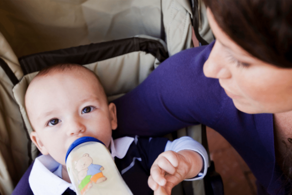 mom feeding her baby