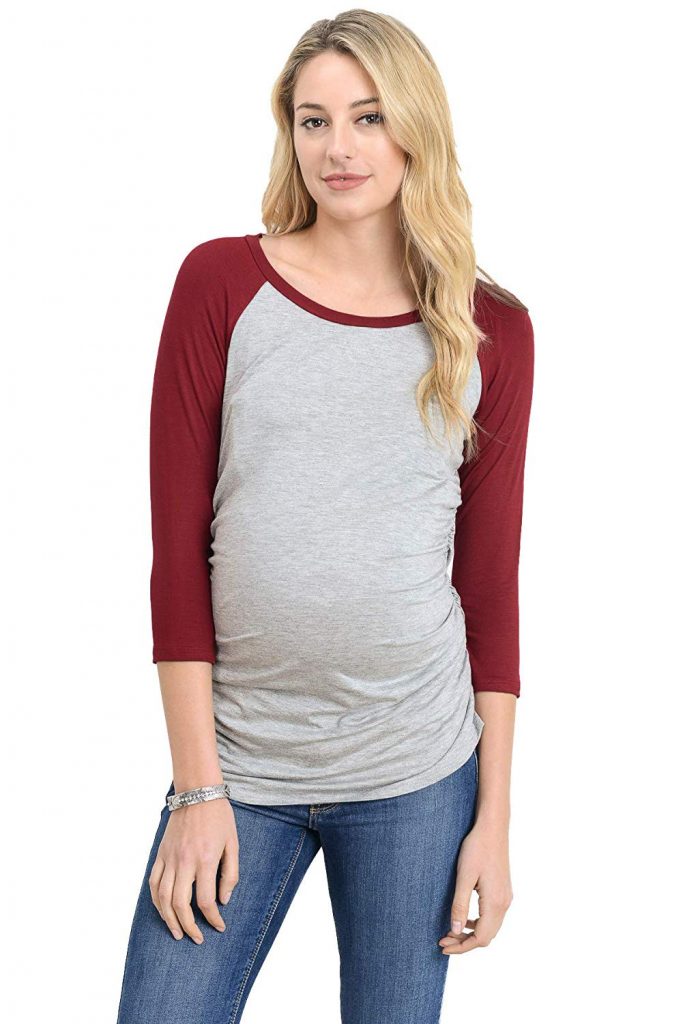LaClef Women's Maternity T-Shirts Top with Baseball Raglan