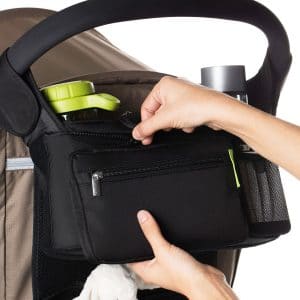 Best Stroller Organizer for Smart Moms, Premium Deep Cup Holders, Extra-Large Storage Space for iPhones, Wallets, Diapers, Books, Toys, iPads