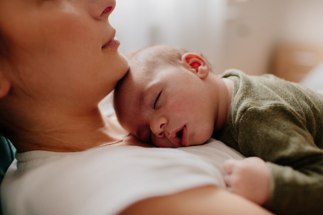 mom baby sleeping