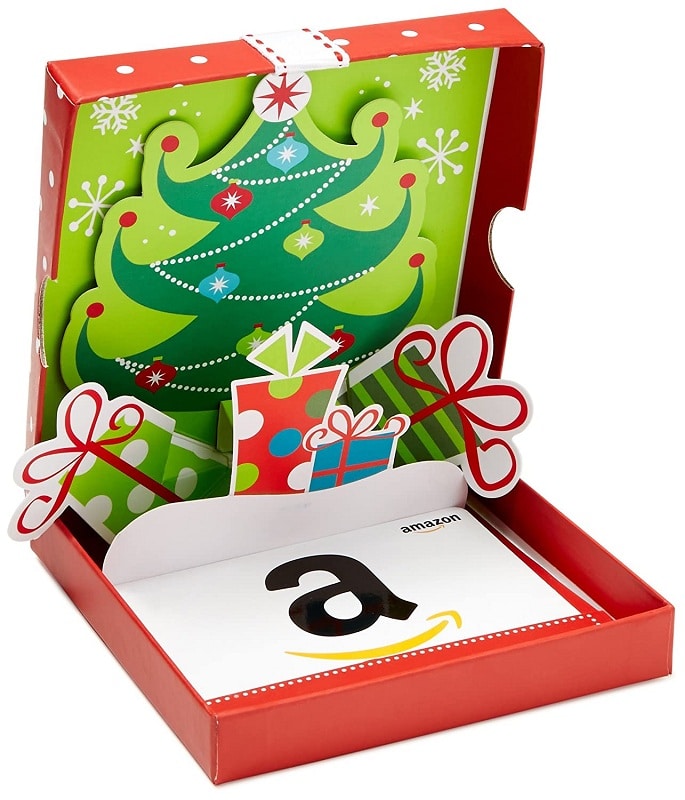 Amazon Dot com Gift Card in a Holiday Pop-Up Box