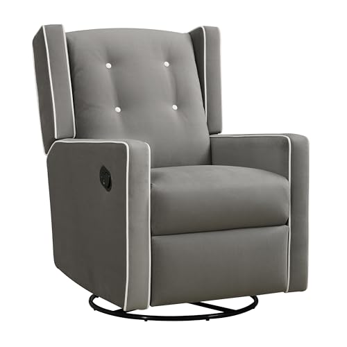 Baby Relax Gray Linen Gliding Recliner